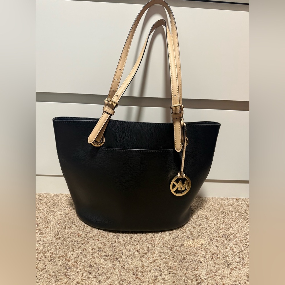 Michael Kors Black and Tan Tote Bag